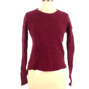Madewell XXS red long sleeve crew neck hi low cotton blend cropped sweater‎